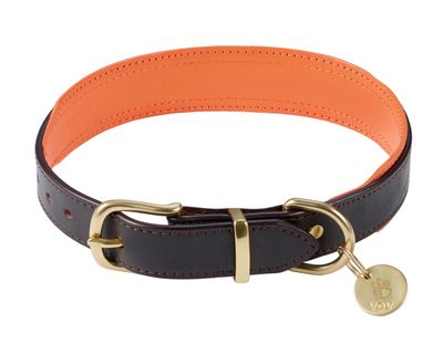 BROWN/ORGANGE TWO TONE DOG COLLAR 